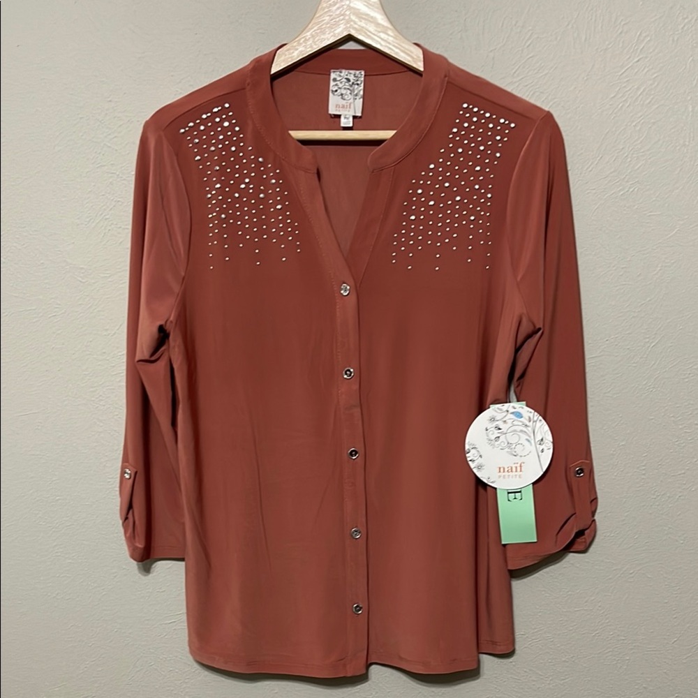 Anthropology NAIF Embellished Blouse, Petite M, NWT